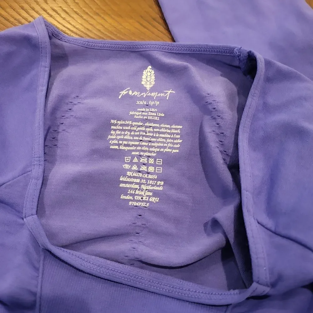 Free People Good Karma Long Sleeve Onesie Jumpsuit Blue Purple XS/S